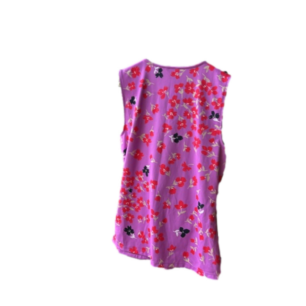 Wrap Top Purple Red Black Floral Design Sleeveless Top Medium Travelers Top - Picture 6 of 6